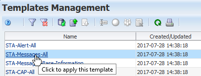 Sample Templates Management page with link being clicked.