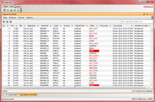 Daemon Controller screen