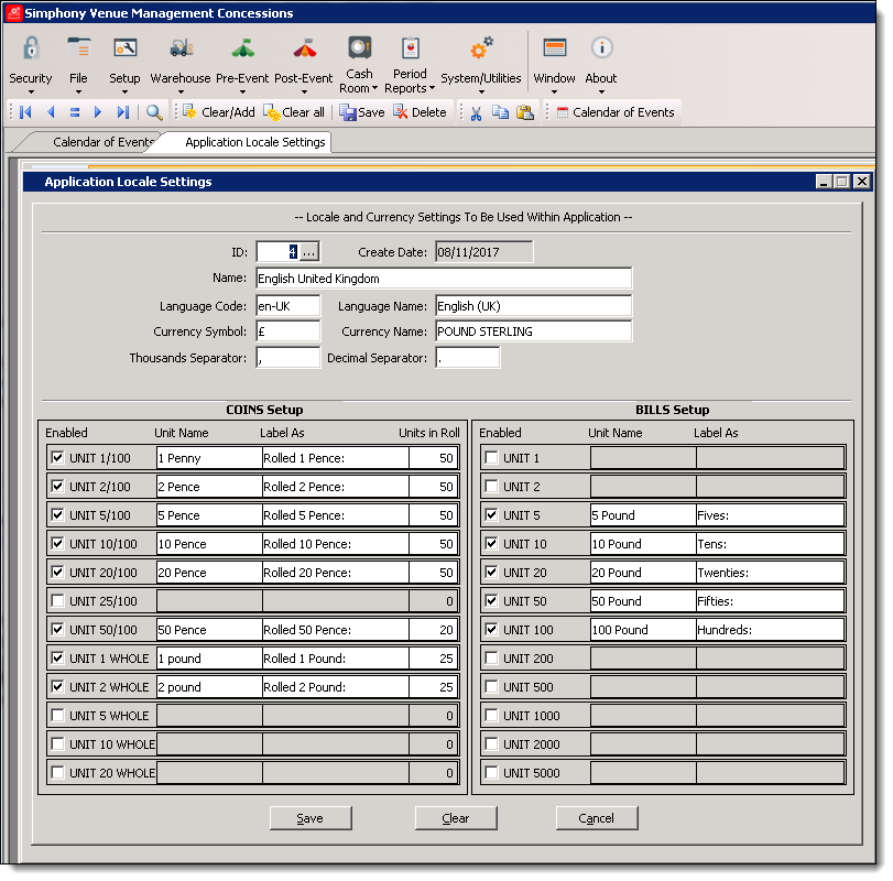 This figure shows the Application Locale Settings Form.