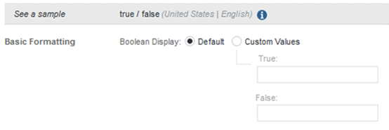 Value Formatting fields for a Boolean value