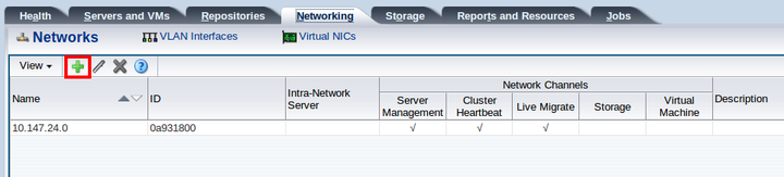 この図は、表示される「Networks」タブを示しています。