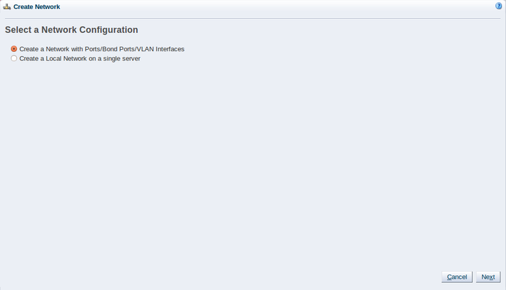 この図は、「Create Network」ウィザードの「Create Network」ステップを示しています。
