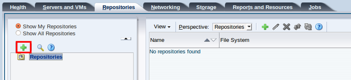 この図は、「Repositories」タブの「Create New Repository」アイコンを示しています。