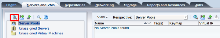 この図は、「Servers and VMs」タブの「Discover Servers」アイコンを示しています。