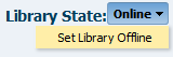 라이브러리 온라인 또는 오프라인 버튼