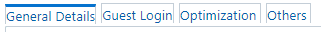 Image displaying the tabs General Details, Guest Login, Optimization and Others 