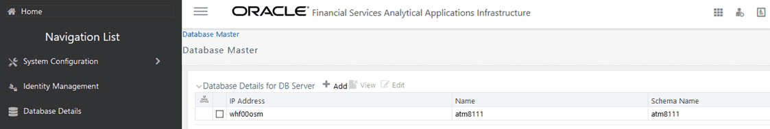 This image illustrates the Database Details module's LHS menu.