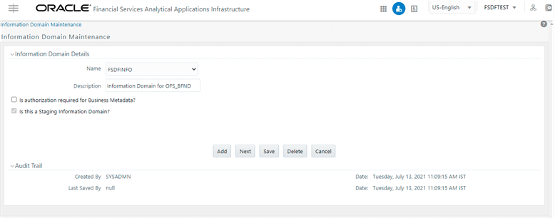 This screenshot illustrates the information domain module.