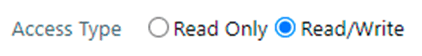Read Only and Read/Write radio buttons
