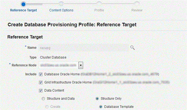 Database Provisioning Profile Reference Target Section