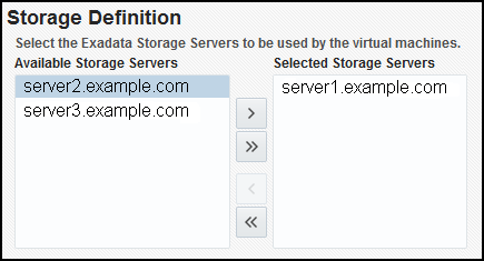 Select Exadata Storage Servers
