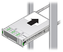 image:Graphic showing the server being pushed back into the                             rack.