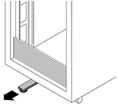 image:Anti-tip foot extending from the bottom of the rack