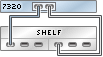 image:graphic showing 7320 standalone controller with one HBA connected to one Sun Disk Shelf in a single chain