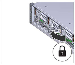 image:graphic showing how to close a ZS3-2 controller disk drive                                 lever