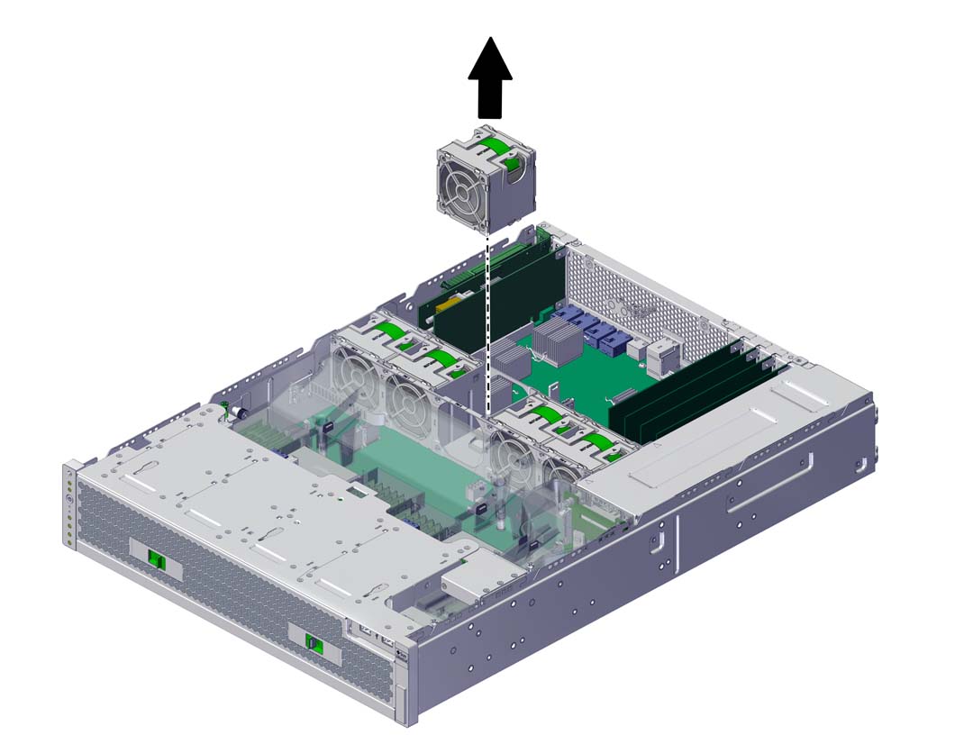 image:The illustration shows removing the fan module.