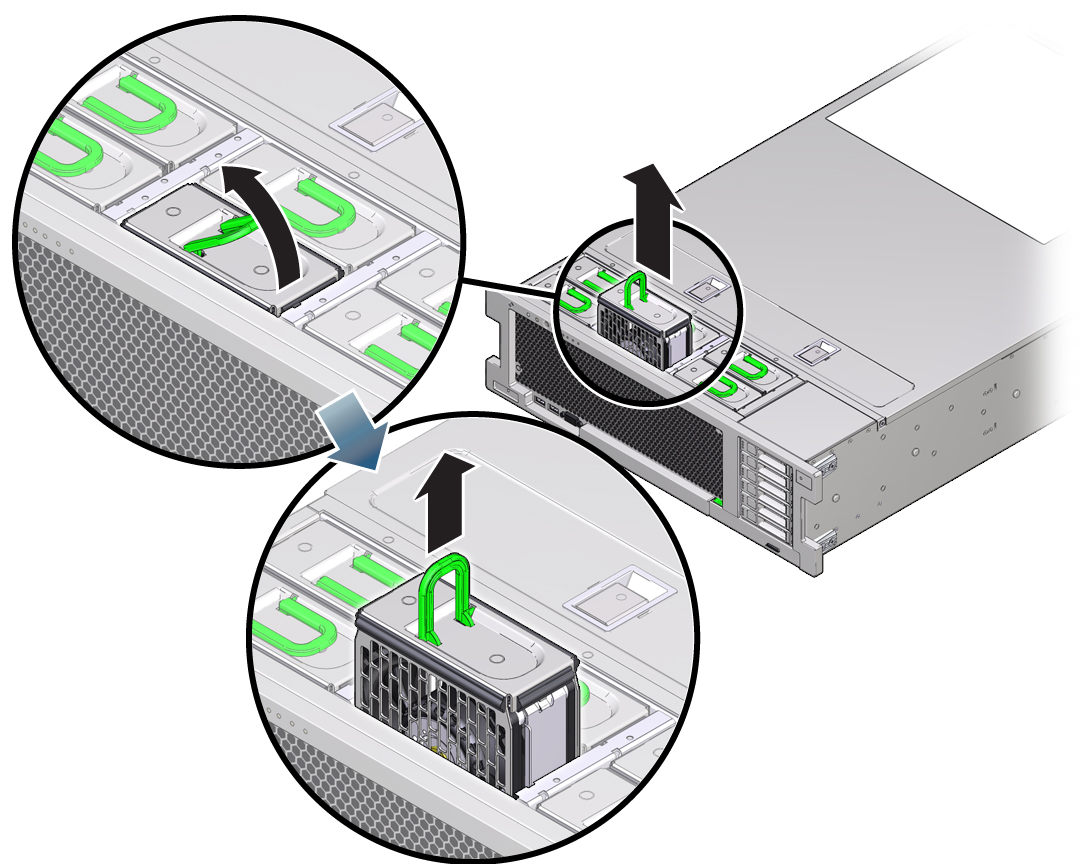 image:Figure showing how to remove a fan module.