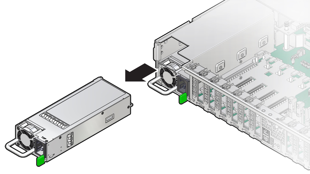 image:Figure showing a power supply being removed from the                         controller.