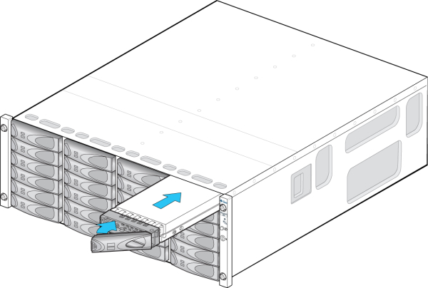 image:graphic showing how to intall a horizontal disk drive