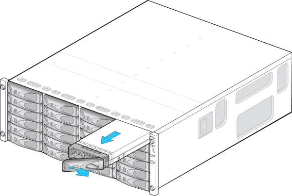 image:graphic showing how to remove a horizontal disk drive