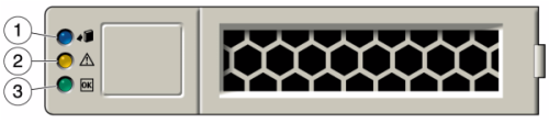 image:Graphic showing the location of the three drive LEDs