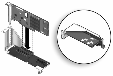 image:graphic showing how to install a 7120 or 7320                                         controller PCIe card