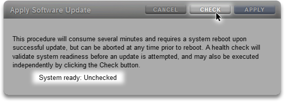 image:graphic showing how to start the Update Health Checks in the                                 BUI
