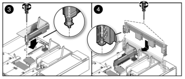 image:graphic showing how to replace a 7120 or 7320                                         controller PCIe card slot crossbar