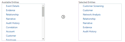 Available and Selected Entries