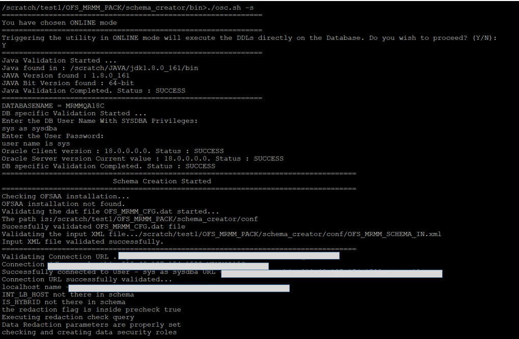Description of Schema Creation in Online Mode follows This illustration shows triggering of the schema creation in online mode.
