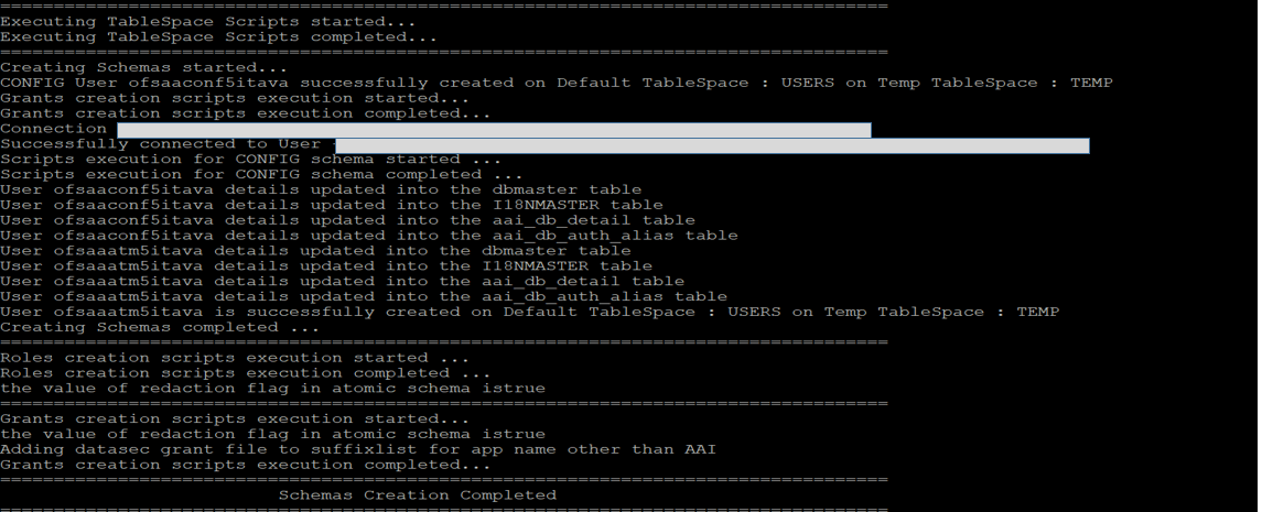 Description of Schema Creation in Online Mode - Infodom Confirmation follows This illustration shows infodom confirmation during the schema creation in online mode.