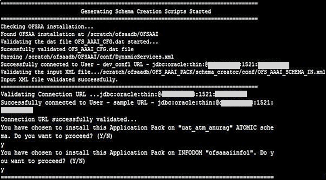 Description of Install Subsequent Applications Pack- Select Atomic Schema and Infodom follows This illustration shows selection of the Atomic schema and infodom during the schema creation to install subsequent applications packs.