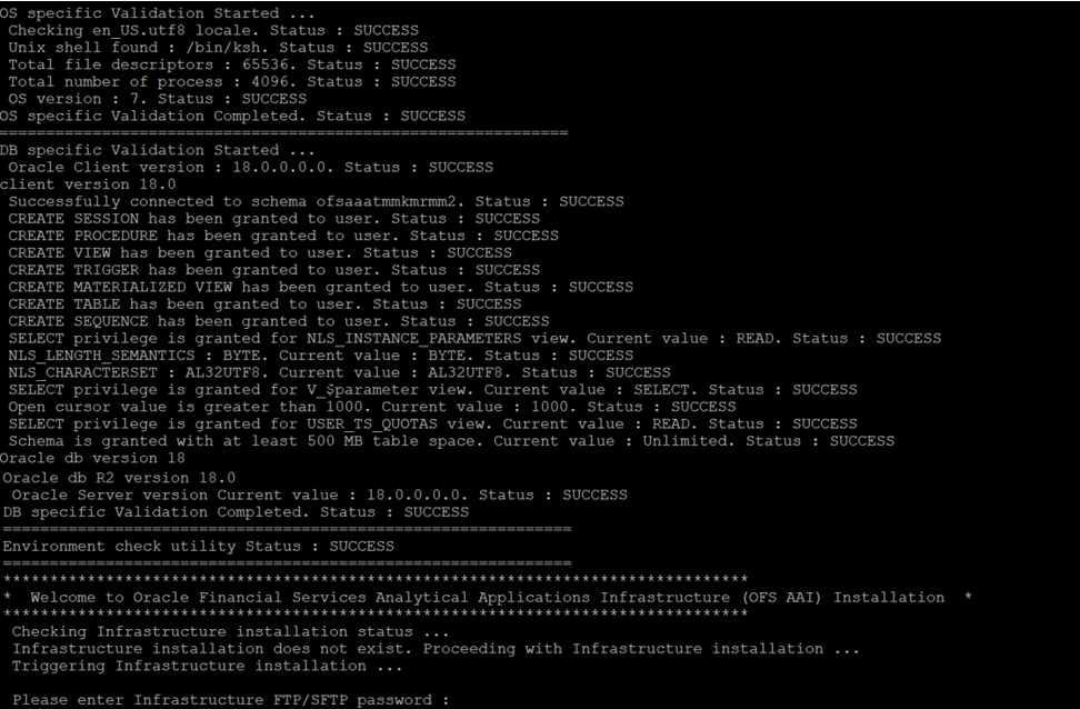 Description of OFSAA Processing Tier FTP/SFTP Password Prompt follows This illustration shows OFSAA Processing Tier FTP/SFTP password prompt during the installation.