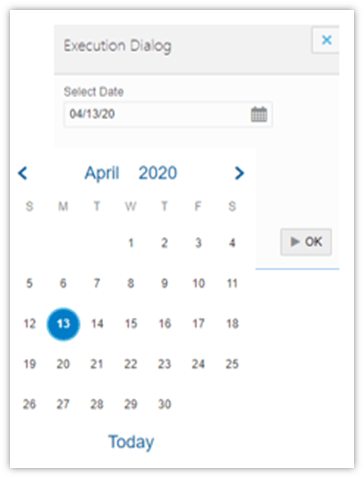 This illustration shows the Executing a Risk Factor Date Editor in the Risk Factor page. You must select the Date and click OK.