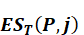 Expected shortfall at horizon T of a portfolio P with respect to shocks for the subset