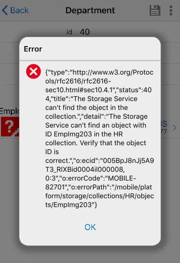 アプリケーションが接続しようとするWebサービスが利用できない場合にエンド・ユーザーに表示されるエラー・メッセージ。