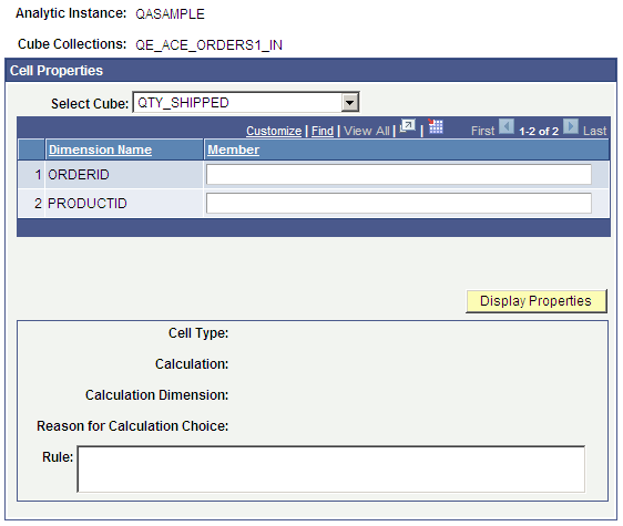Analytic Model Viewer - Cell Properties page