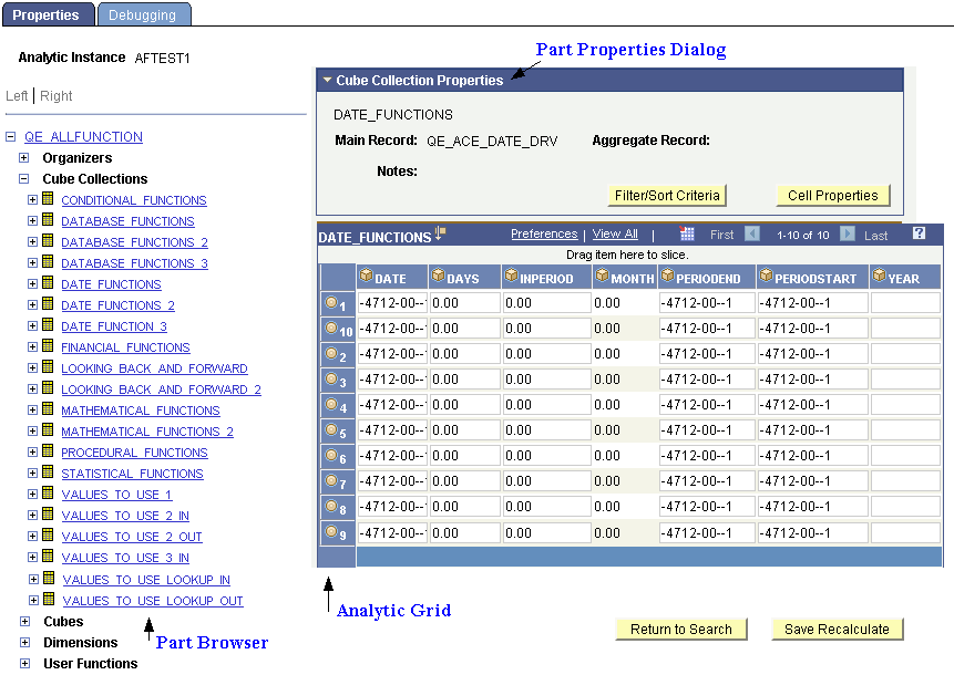 Analytic Model Viewer, Properties tab