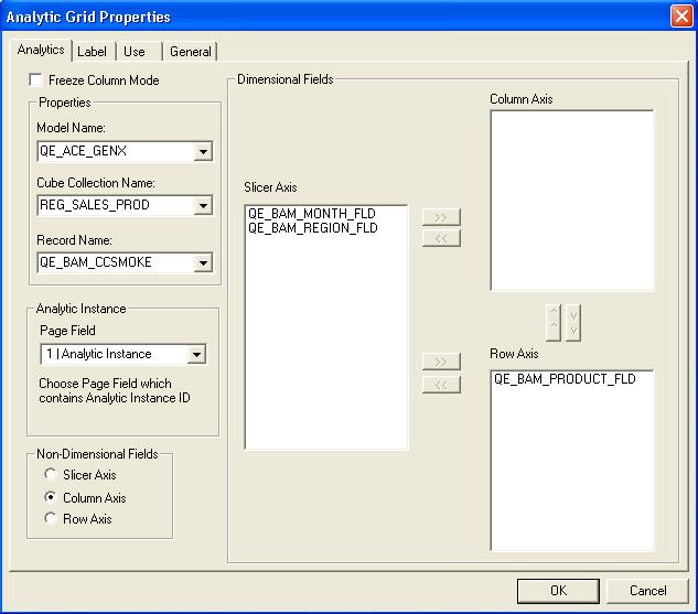 Analytic Grid Properties dialog box, Analytics tab