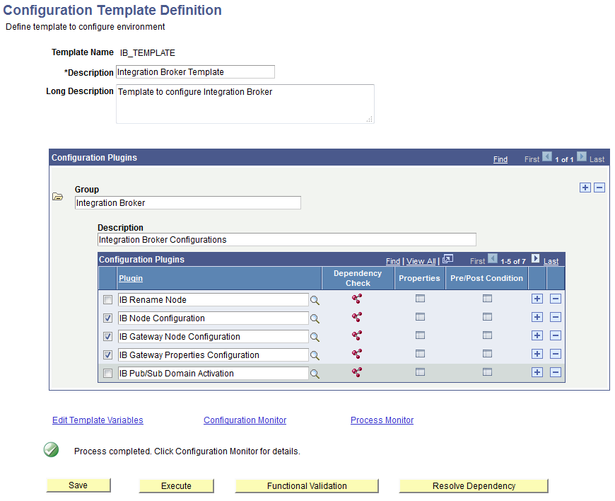 Configuration Template Definition page