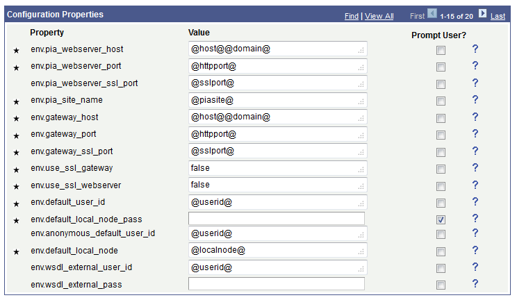 Configuration Properties page