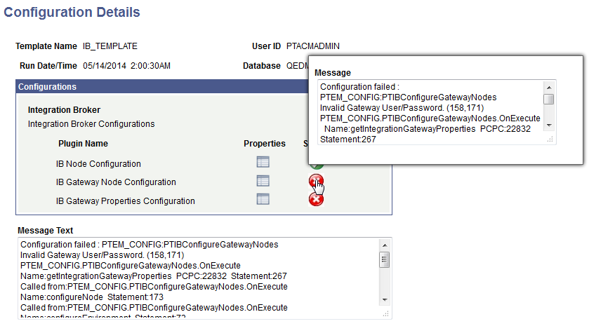 Configuration Details page