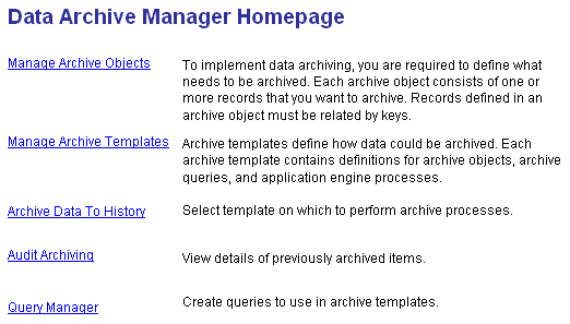 Data Archive Manager Homepage