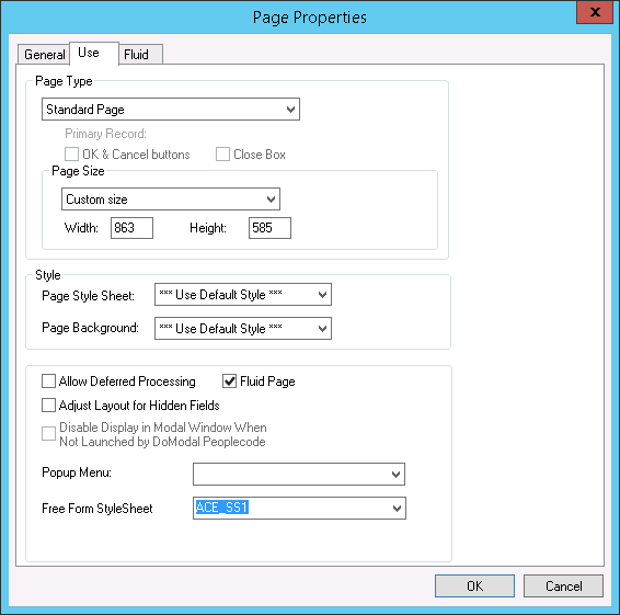 Page Properties dialog box: Use tab