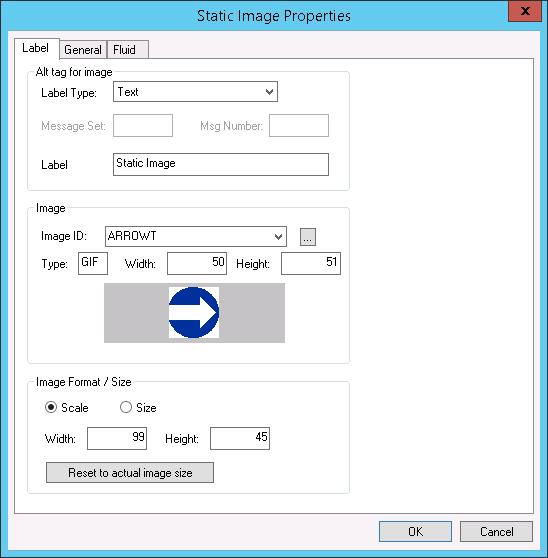 Static Image Properties dialog box