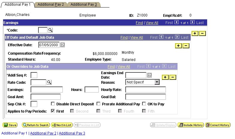Example of Additional Pay 1 page with nested scroll areas