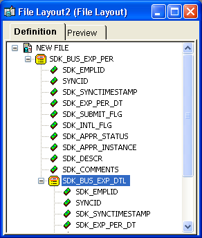 File layout with two records in a hierarchy