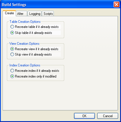 Build Settings dialog box