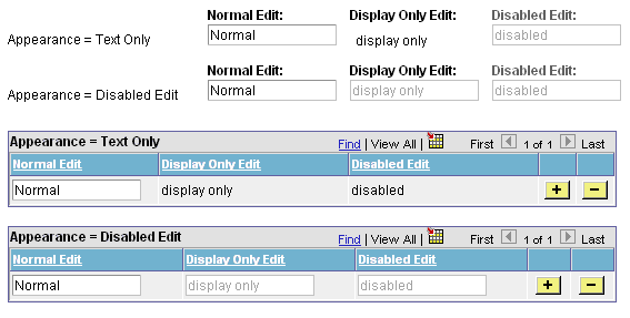 Example of Display-Only Appearance settings at runtime using the base PSEDITBOX style