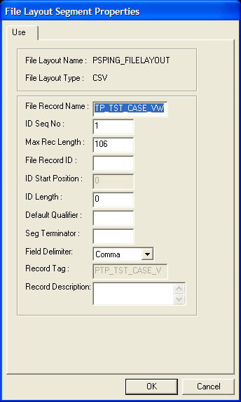 File Layout Segment Properties dialog box: Use tab